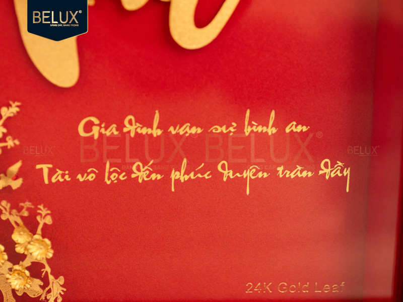 Tranh chữ Phúc dát vàng 24k 25x20cm